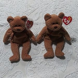 "Curly" ultra rare and htf ty Beanie Baby bear 🐻 duo